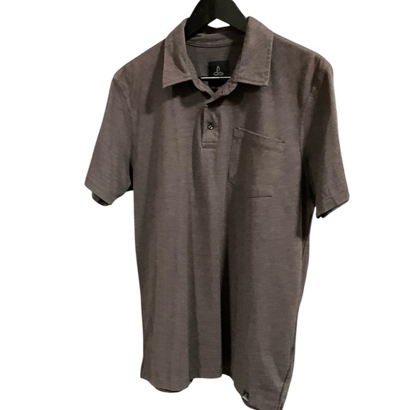 Prana Other - Prana XL Marco Polo Shirt Grey Short Sleeve Pocket Cotton Blend Size Med